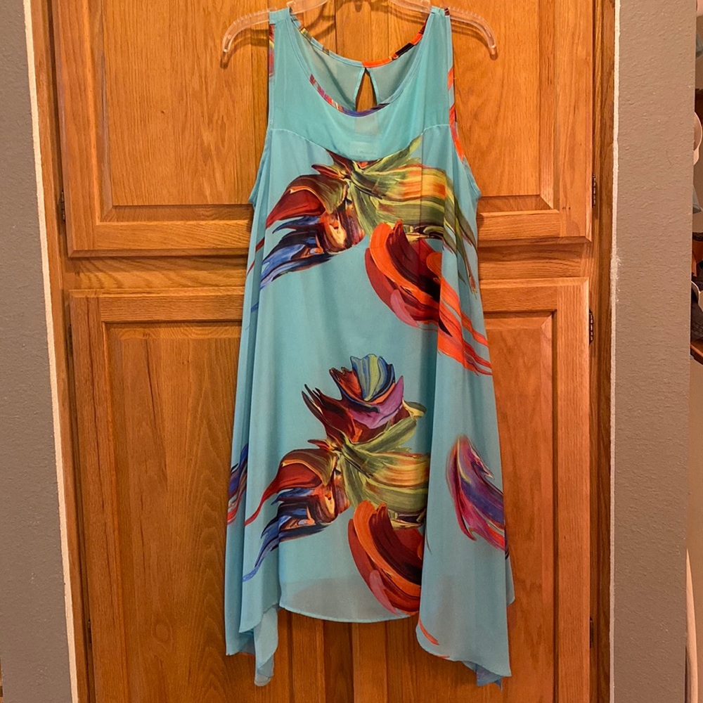 Beautiful Floral Summer Dress, Signature by Robbie Bee. Sheer w/Full Lining.